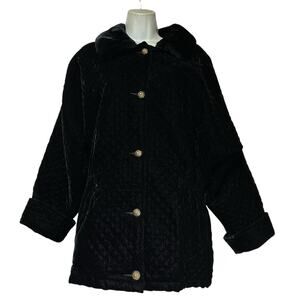 Vintage KAOS by Andy Jones Edwardian Black quilted velvet Jacket Coat Size M